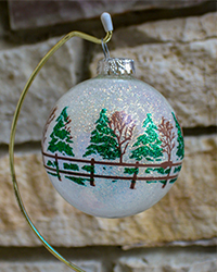 Snowman with Action C White Glass Ornament