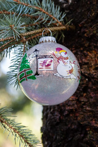 Snowman with Action C White Glass Ornament