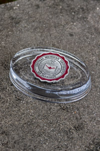 Central Michigan University Seal Oval Crystal Paperweight<br><brand></brand>