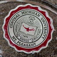 Central Michigan University Seal Oval Crystal Paperweight<br><brand></brand>