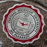 Central Michigan University Seal Oval Crystal Paperweight