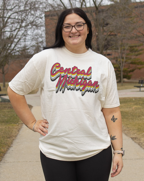 Central Michigan Graphic Script Ivory T-Shirt<br><brand>BLUE 84</brand>