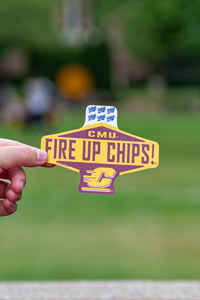 CMU Fire Up Chips! Action C Maroon & Gold Sticker