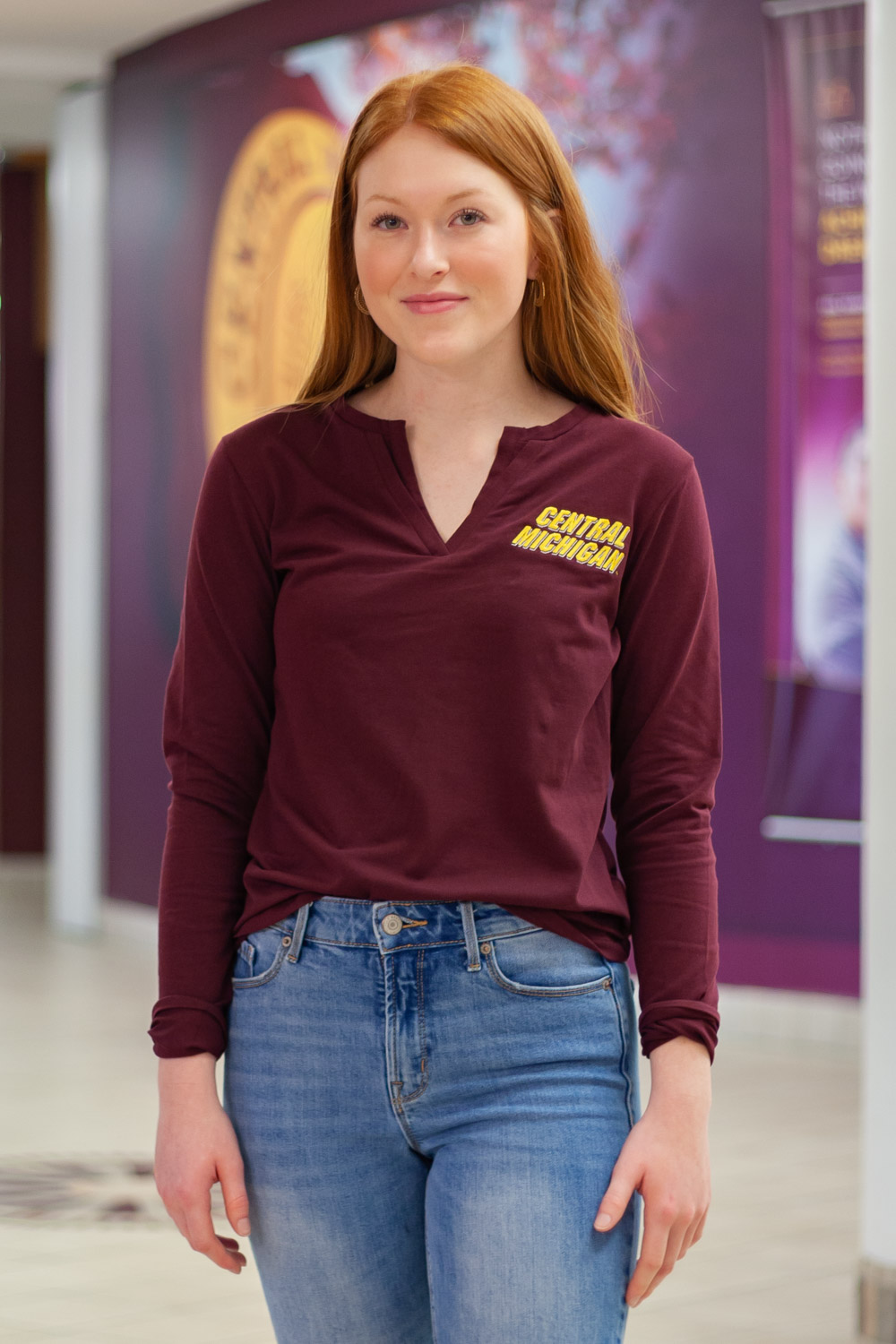 Central Michigan Maroon Avail Women's Double V-Neck Top