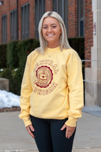 Central Michigan Seal Sun Ray Yellow Crewneck Sweatshirt