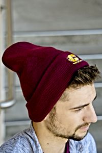 Action C Maroon Fleece-Lined Cuffed Beanie