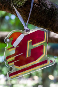 Action C Maroon Santa Hat Acrylic Holiday Ornament