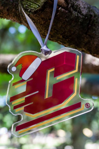Action C Maroon Santa Hat Acrylic Holiday Ornament