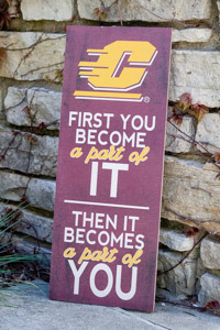 Action C First You Become a Part of It Maroon Sign<br><brand></brand>