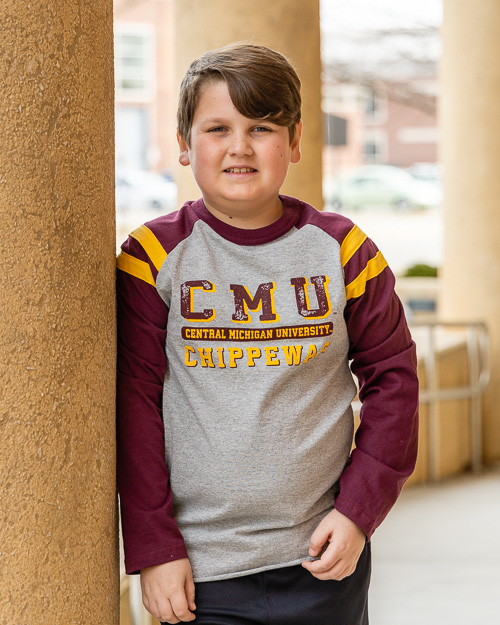 CMU Chippewas Maroon & Gold Youth Long Sleeve T-Shirt<br><brand>THIRD STREET</brand>