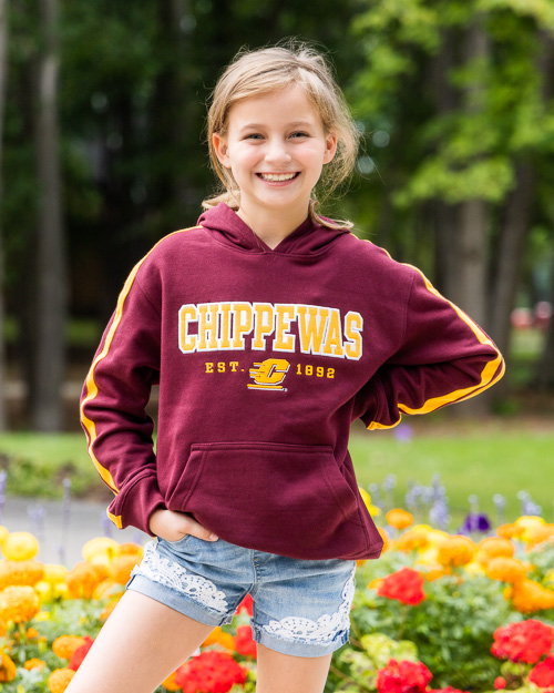 CMU Chippewas Action C Youth Maroon & Gold Hoodie<br><brand>CHAMPION</brand>