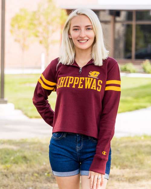 Action C CMU Chippewas Maroon Cropped ¼ Zip<br><brand>CHAMPION</brand>