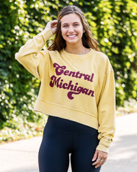 Central Michigan Women's Gold Corded Boxy Crew