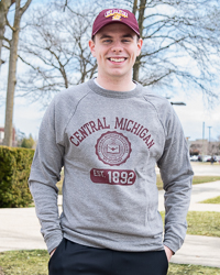 Central Michigan Est. 1892 Seal Heather Raglan Crewneck Sweatshirt