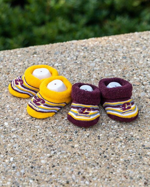 Action C Striped Maroon & Gold Baby Booties (2pk)<br><brand>FOR BARE FEET</brand>