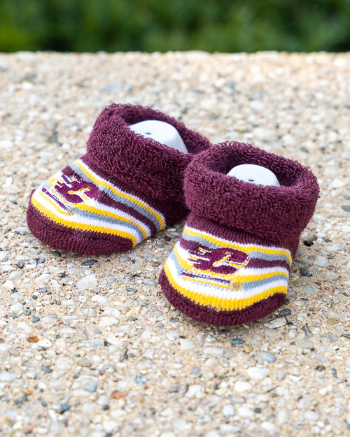 Action C Striped Maroon & Gold Baby Booties (2pk)