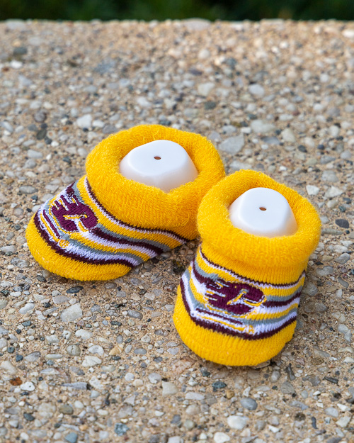 Action C Striped Maroon & Gold Baby Booties (2pk)