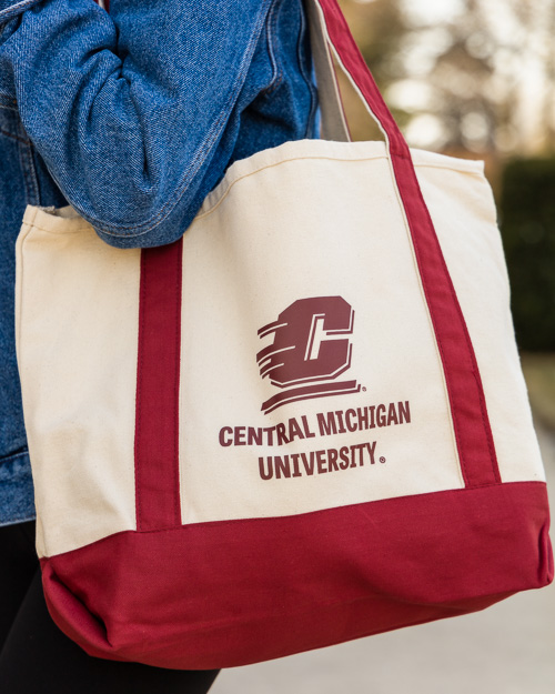Action C Central Michigan Ivory & Maroon Canvas Boat Tote