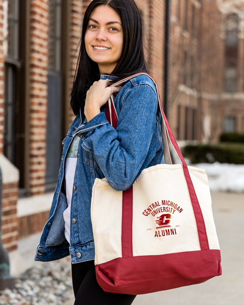 Action C Central Michigan Alumni Ivory & Maroon Canvas Boat Tote