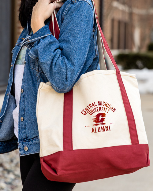 Action C Central Michigan Alumni Ivory & Maroon Canvas Boat Tote