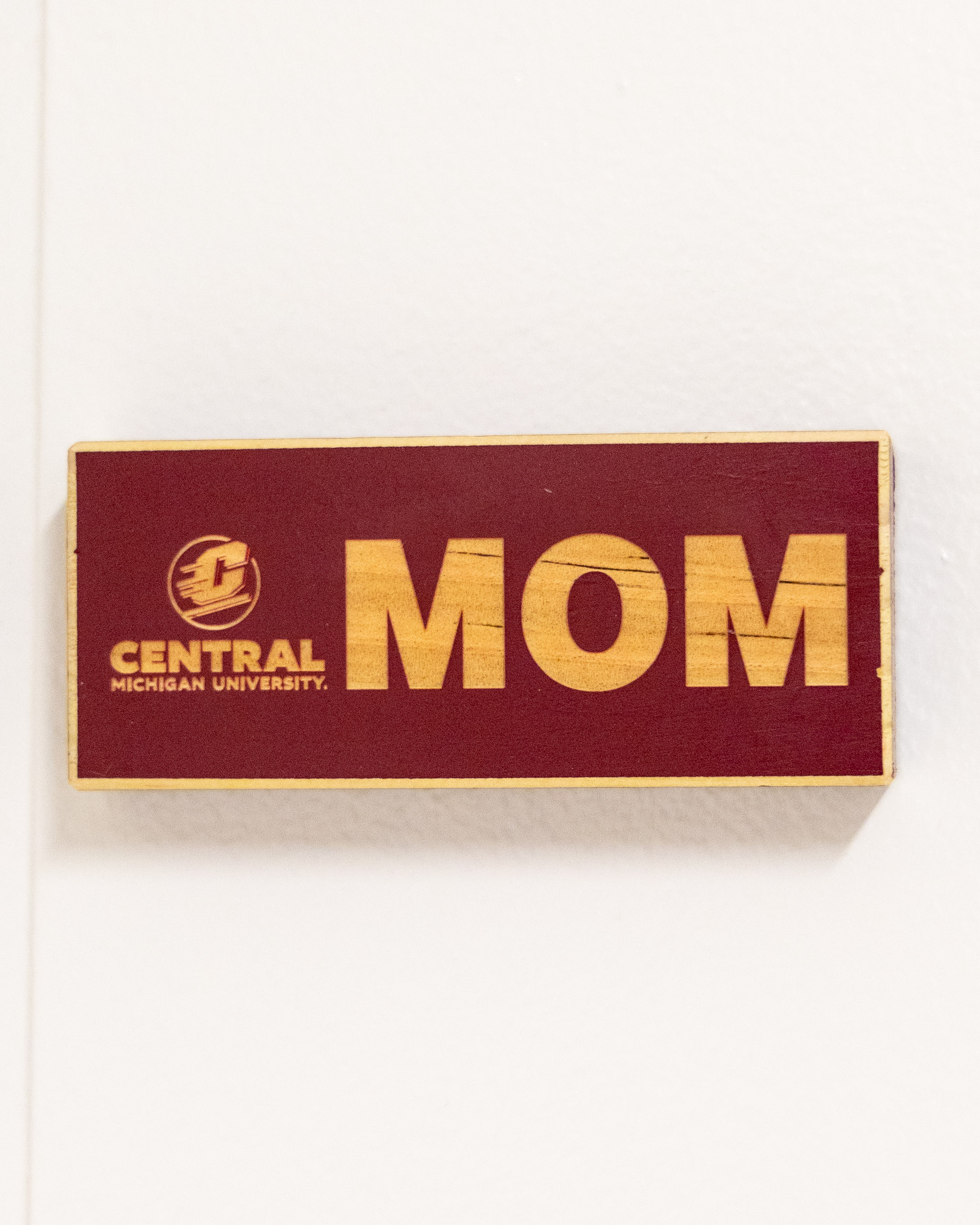 Action C Central Michigan Mom Maroon Wood Block Magnet