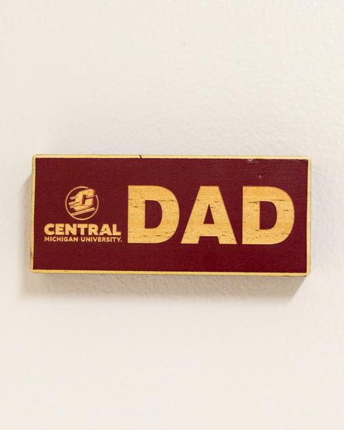 Action C Central Michigan Dad Maroon Wood Block Magnet