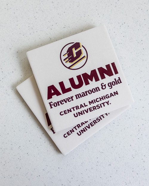 Alumni Forever Maroon & Gold Cream Stone Coasters (2pk)<br><brand></brand>