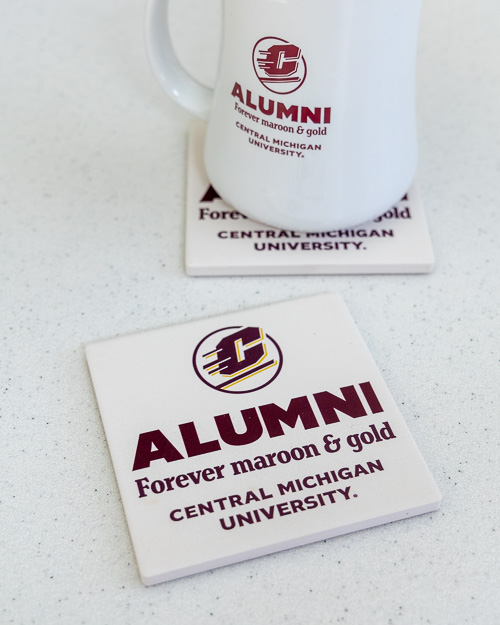 Alumni Forever Maroon & Gold Cream Stone Coasters (2pk)