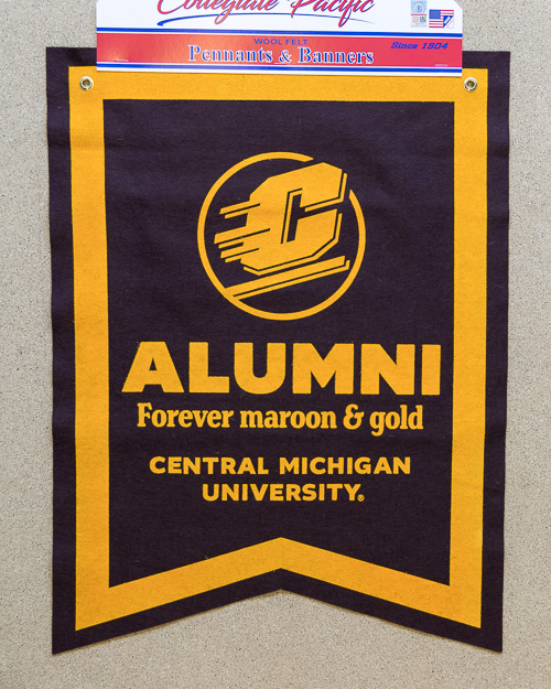 Alumni Forever Maroon & Gold Felt Dovetail Banner<br><brand></brand>