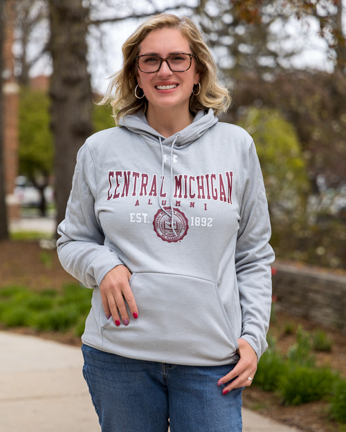 Central Michigan Seal Alumni Gray Armour Fleece Hoodie