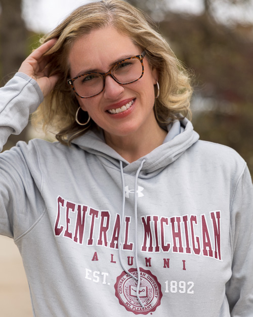 Central Michigan Seal Alumni Gray Armour Fleece Hoodie