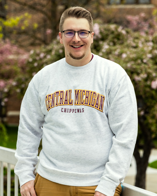 Arched Central Michigan Chippewas Silver Crewneck Sweatshirt