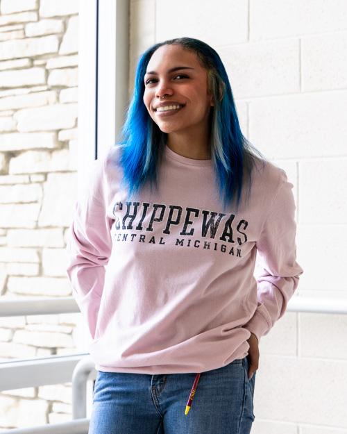 Central Michigan Chippewas Pink Long Sleeve T-Shirt