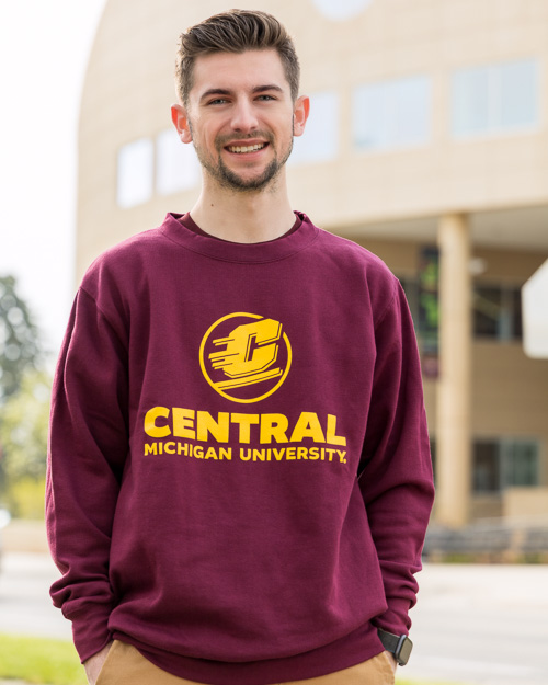 Action C Central Michigan University Maroon Crewneck Sweatshirt<br><brand>MV SPORT</brand>