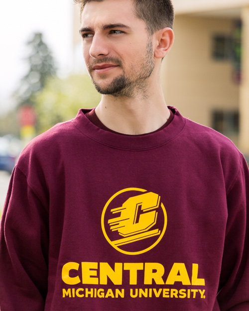 Action C Central Michigan University Maroon Crewneck Sweatshirt