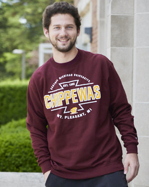 Central Michigan University Est. 1892 Maroon Powerblend Fleece Crewneck Sweatshirt