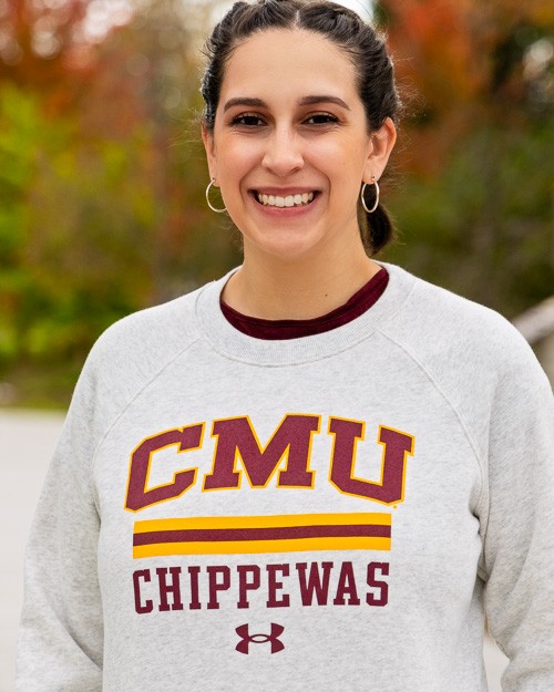 CMU Chippewas Women's Silver Raglan All Day Fleece Crew