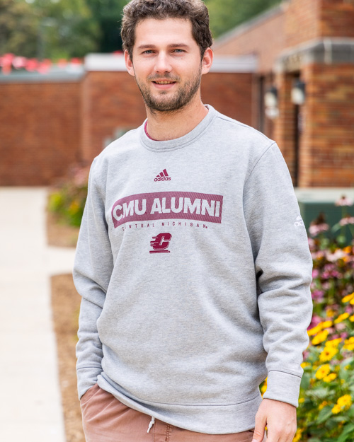 CMU Alumni Action C Gray Heather Fleece Crew