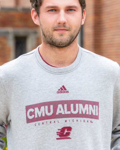 CMU Alumni Action C Gray Heather Fleece Crew