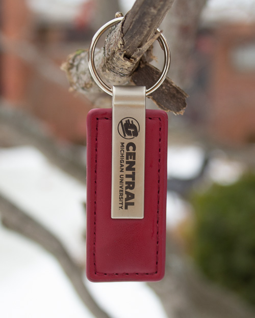 Action C Central Michigan University Red Leather Key Chain