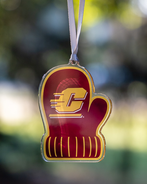 Action C Maroon Mitten Acrylic Holiday Ornament