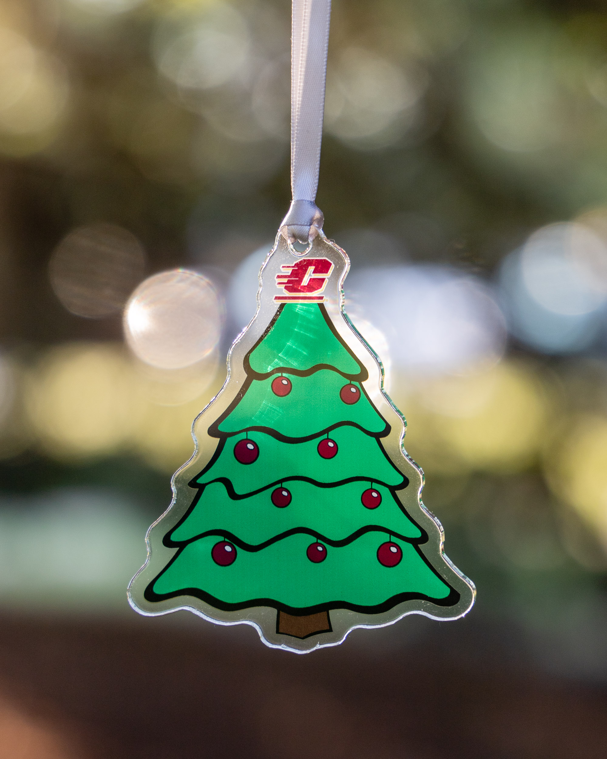 Action C Green & Maroon Christmas Tree Acrylic Ornament<br><brand>COLOR SHOCK</brand>