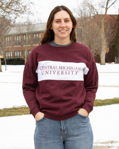 Central Michigan University Pennant Maroon & White Crewneck Sweatshirt<br><brand>UG APPAREL</brand>