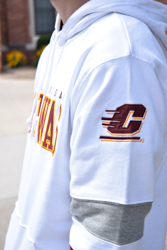 Central Michigan Chippewas White Color Block Sleeve Hoodie