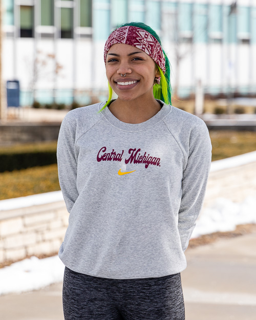 Central Michigan Women’s Heather Varsity Fleece Crewneck Sweatshirt<br><brand>NIKE</brand>