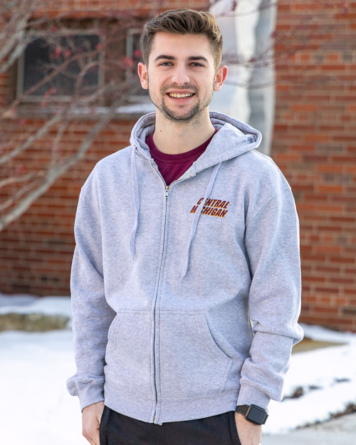 NCAA Central Michigan University Hoodie Sweatshirt Game Day Fleece Heather  Grey XL 