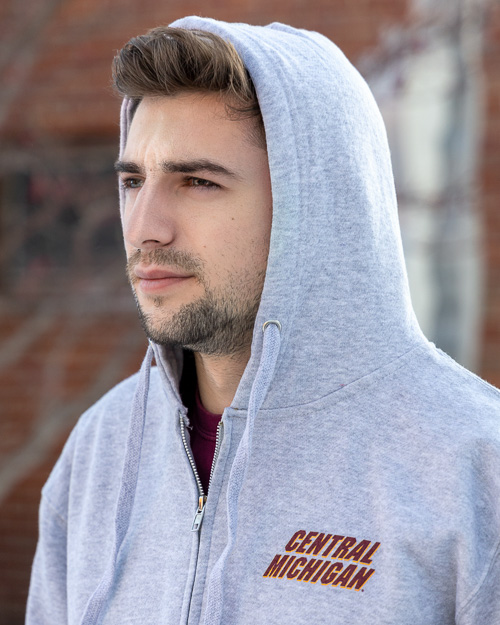 Central Michigan Oxford Gray Full Zip Hoodie