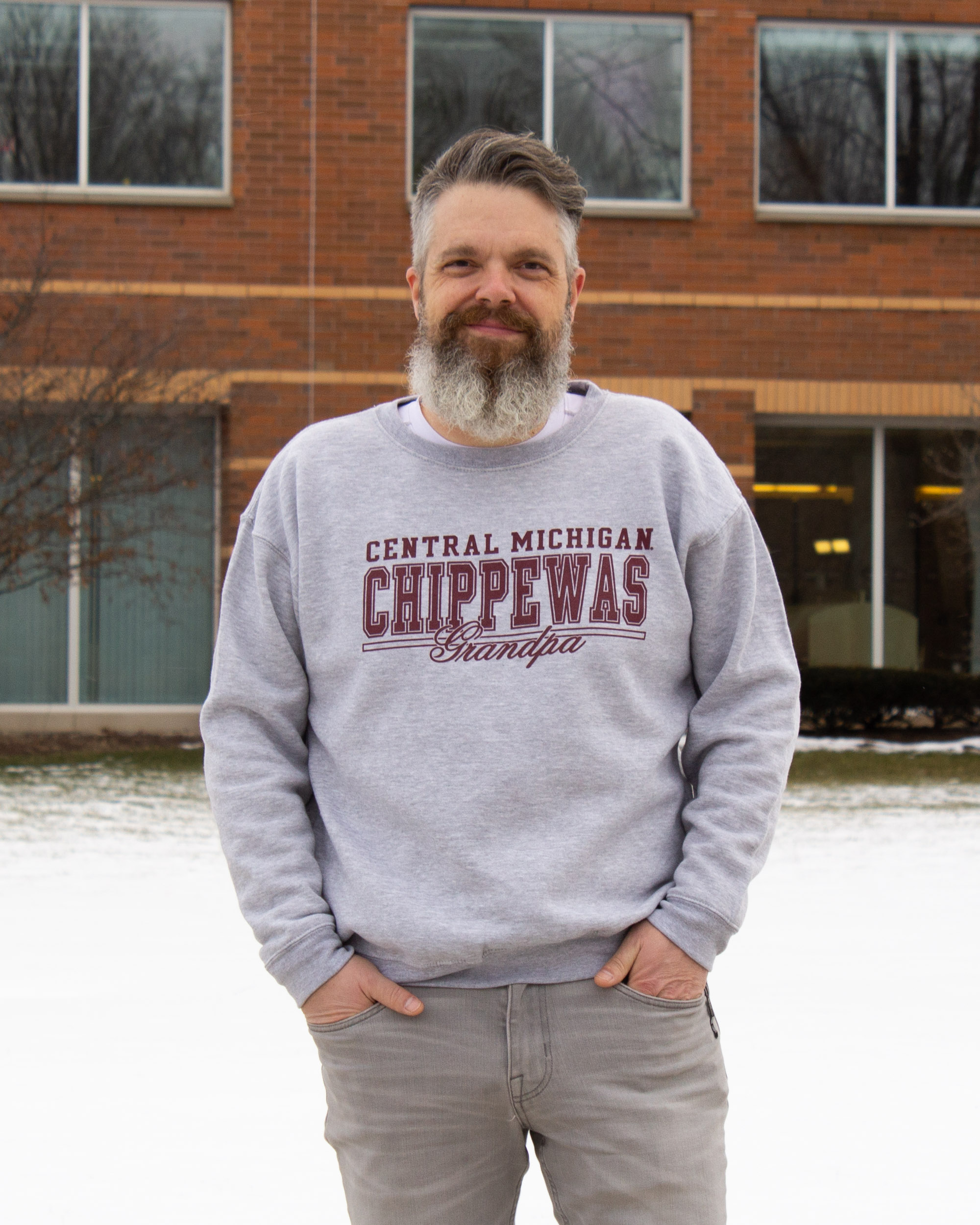 Central Michigan Chippewas Grandpa Oxford Crewneck Sweatshirt<br><brand></brand>