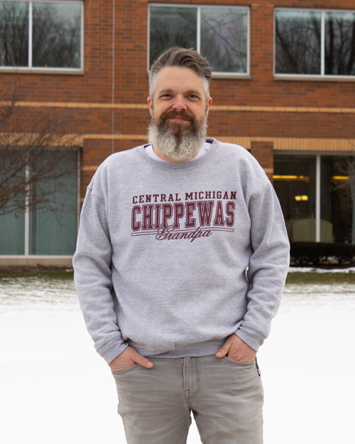 Central Michigan Chippewas Grandpa Oxford Crewneck Sweatshirt