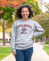 Central Michigan Seal Mom Oxford Gray Crewneck Sweatshirt